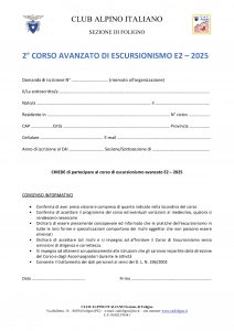 Domanda di iscrizione corso E2 - 2025